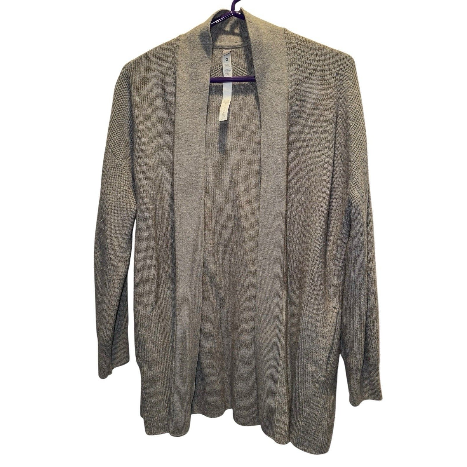 Lululemon Women’s Gray Ribbed Open Cardigan Sweater Size 4 Heavy